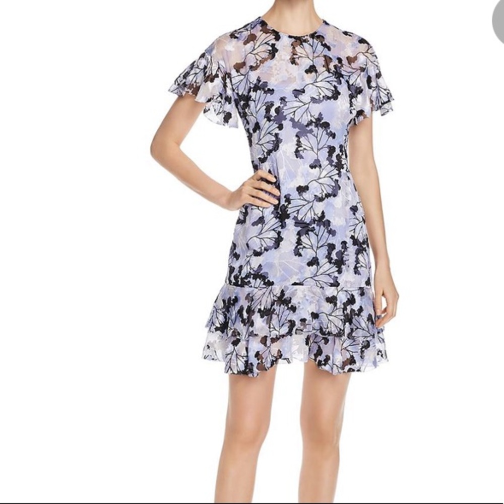 Gently Used Eli’s Tahari Yonica Flutter Sleeve Floral Print Silk Dress
